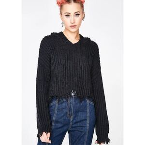 Wildfox BLACKOUT MARLEY HOODIE sweater 100% cotton oversized cropped size M